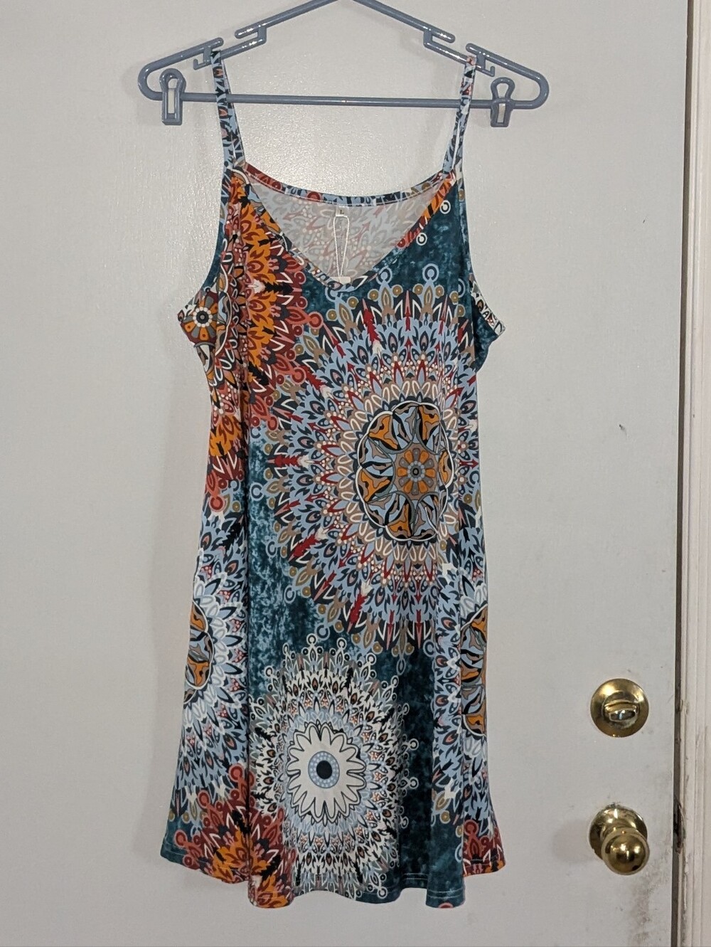 NWT Boho Medallion Print Spaghetti Strap Dress Lg